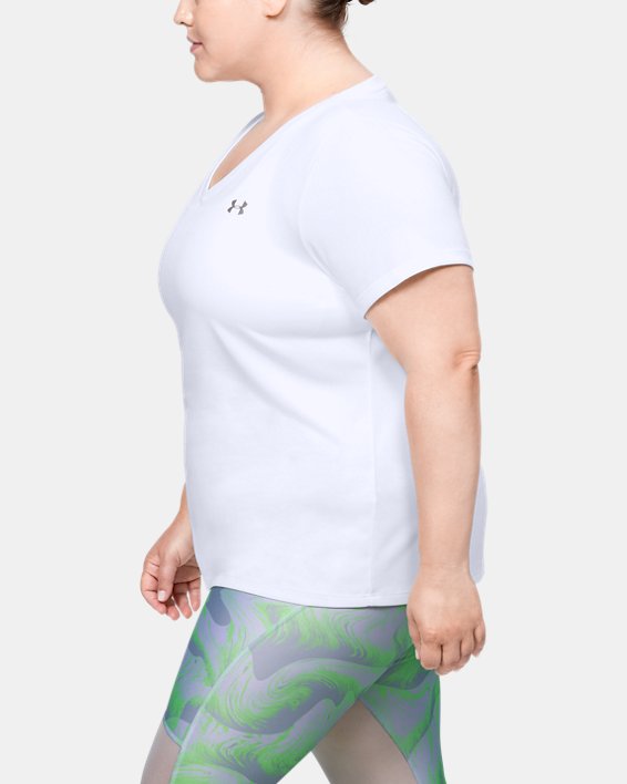 Women's UA Tech™ Short Sleeve V-Neck, White, pdpMainDesktop image number 2